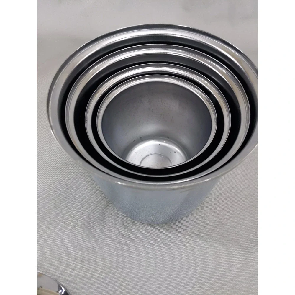 vtg‎ Everedy Canister Set Silver Chrome 4 Piece Nesting Flour Sugar Coffee Tea